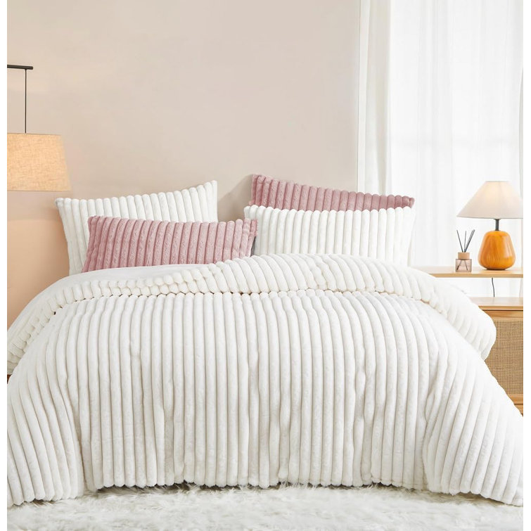 Pink fleece duvet cover set hot sale